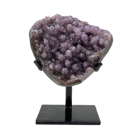 Natural Purple Amethyst Geode on Stand for Home Decor, Meditation, and Healing Crystal Display - RGD824