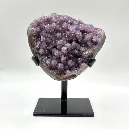 Natural Purple Amethyst Geode on Stand for Home Decor, Meditation, and Healing Crystal Display - RGD824