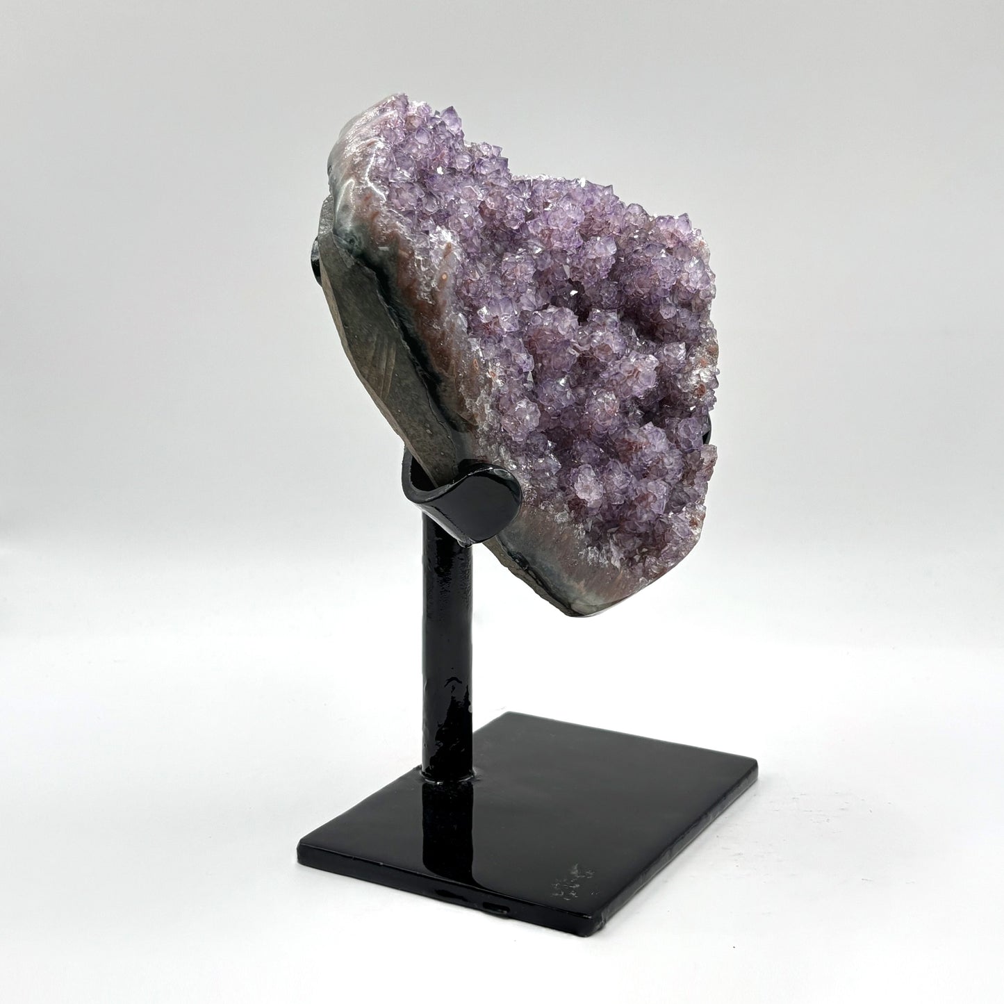 Natural Purple Amethyst Geode on Stand for Home Decor, Meditation, and Healing Crystal Display - RGD824