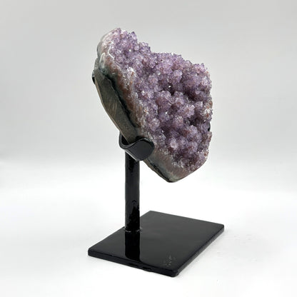 Natural Purple Amethyst Geode on Stand for Home Decor, Meditation, and Healing Crystal Display - RGD824
