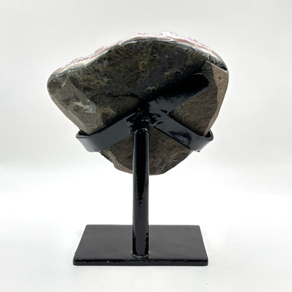 Natural Purple Amethyst Geode on Stand for Home Decor, Meditation, and Healing Crystal Display - RGD824