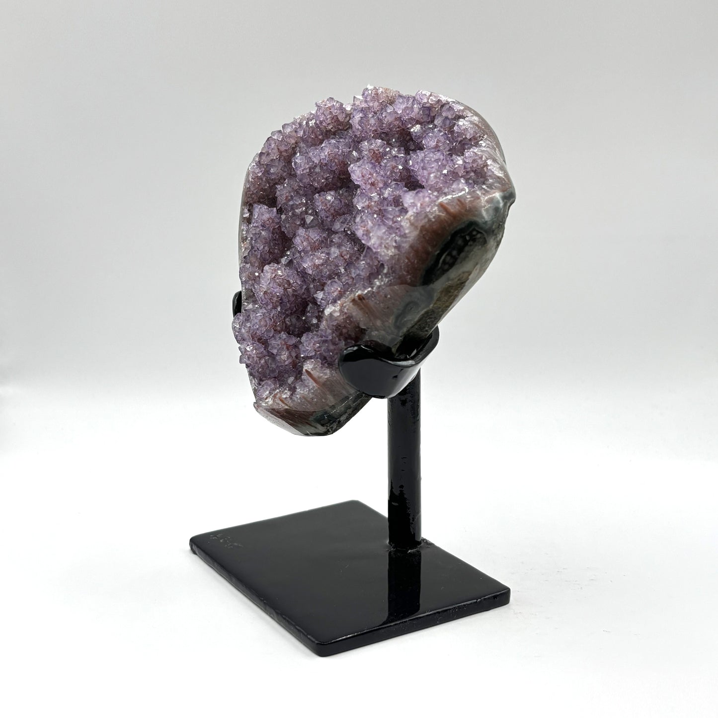 Natural Purple Amethyst Geode on Stand for Home Decor, Meditation, and Healing Crystal Display - RGD824