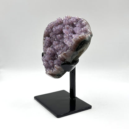 Natural Purple Amethyst Geode on Stand for Home Decor, Meditation, and Healing Crystal Display - RGD824