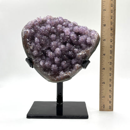 Natural Purple Amethyst Geode on Stand for Home Decor, Meditation, and Healing Crystal Display - RGD824
