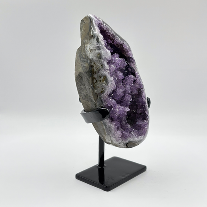 Natural Dark Purple Amethyst Crystal Geode on Stand for Meditation, Relaxation, Home Decor & Crystal Collection - RGD825