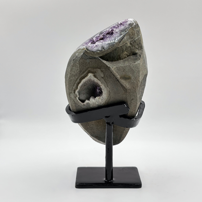 Natural Dark Purple Amethyst Crystal Geode on Stand for Meditation, Relaxation, Home Decor & Crystal Collection - RGD825