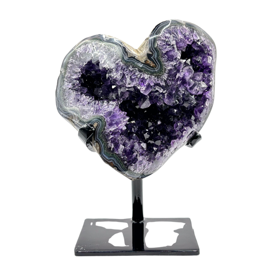 Natural Dark Purple Amethyst Crystal Geode on Stand for Meditation, Healing, Energy Work & Home Decor - RGD826