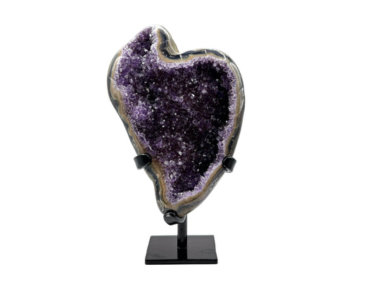 Natural Amethyst Geode on Stand for Healing, Energy Balance, Meditation, Home Decor & Crystal Collection - RGD827