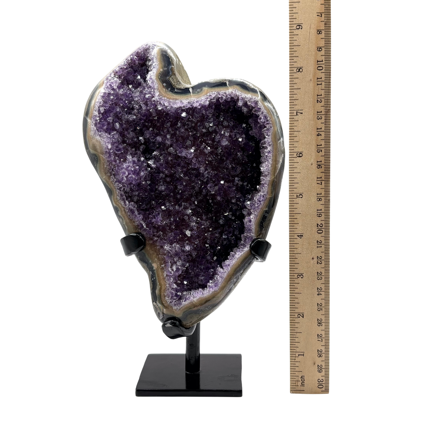 Natural Amethyst Geode on Stand for Healing, Energy Balance, Meditation, Home Decor & Crystal Collection - RGD827