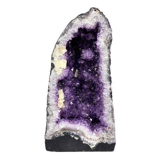 Natural Dark Purple Amethyst with Calcite Crystal Geode for Meditation, Healing, Energy Work & Home Decor - RGD828
