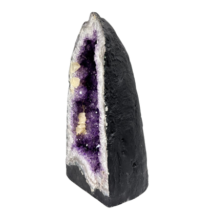 Natural Dark Purple Amethyst with Calcite Crystal Geode for Meditation, Healing, Energy Work & Home Decor - RGD828