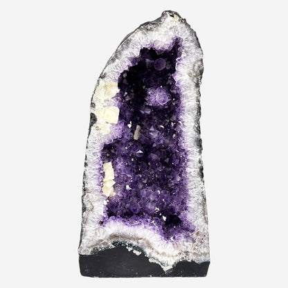 Dark Purple Amethyst with Calcite Crystal Geode - Gem Avenue Retail