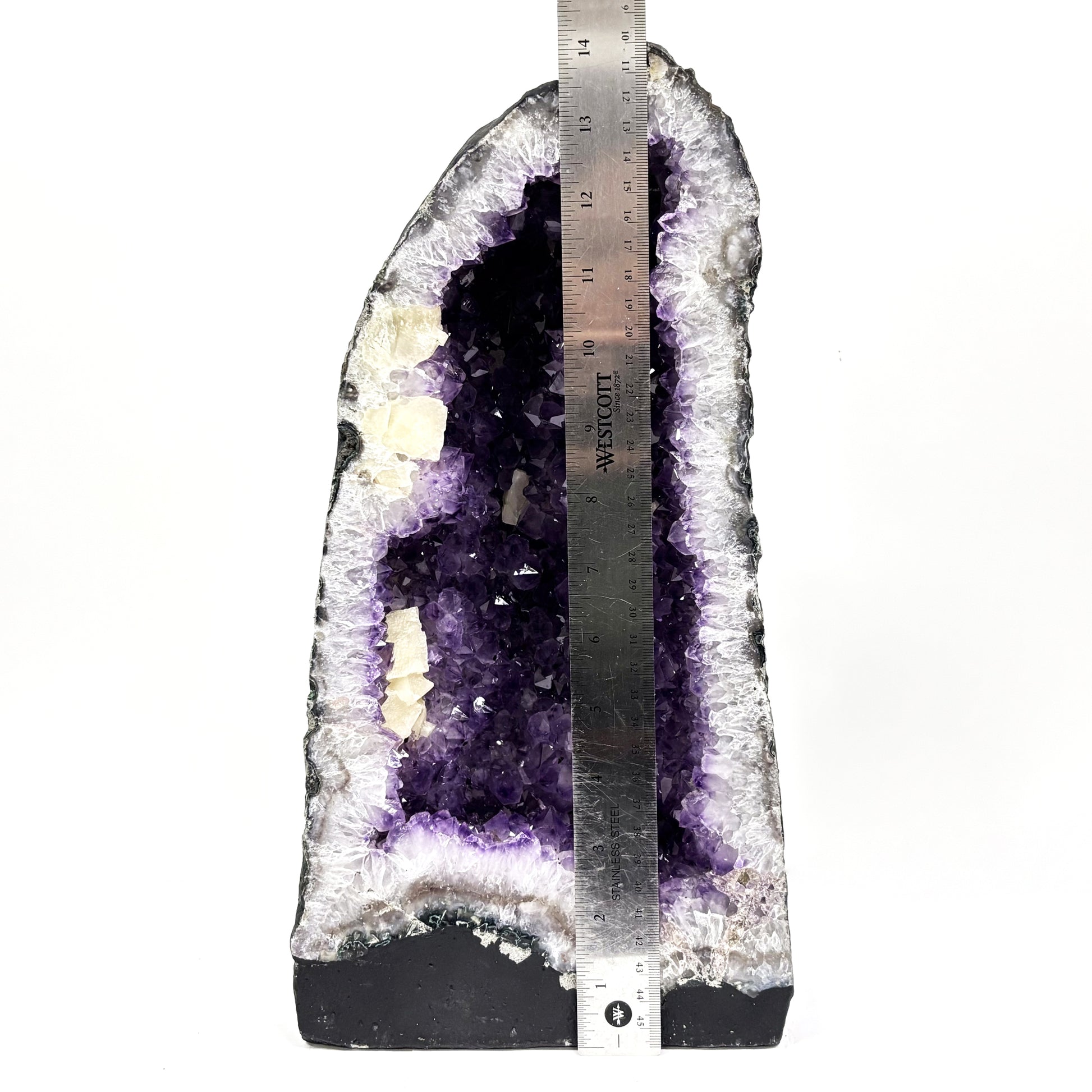 Dark Purple Amethyst with Calcite Crystal Geode - Gem Avenue Retail