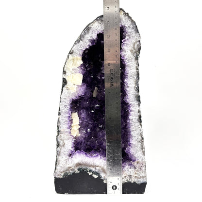 Dark Purple Amethyst with Calcite Crystal Geode - Gem Avenue Retail