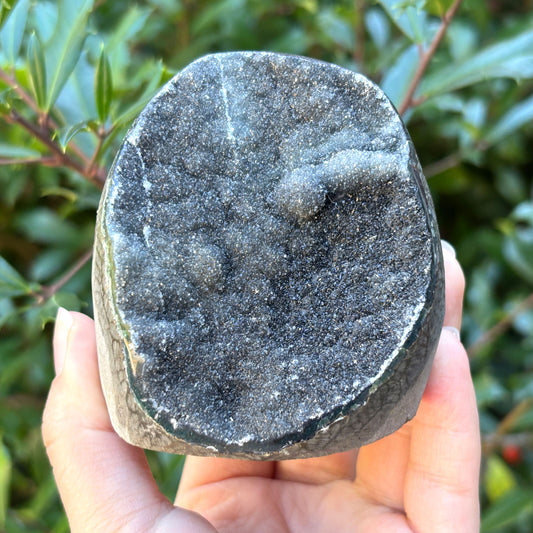 Natural Galaxy Black Amethyst Crystal Geode for Energy Healing, Meditation, Home Decor & Crystal Collection - RGD831