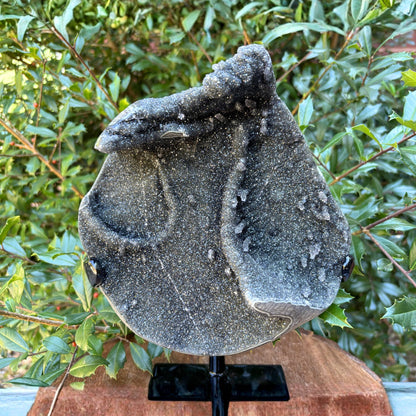 Galaxy Black Amethyst Crystal Geode on Stand - Gem Avenue