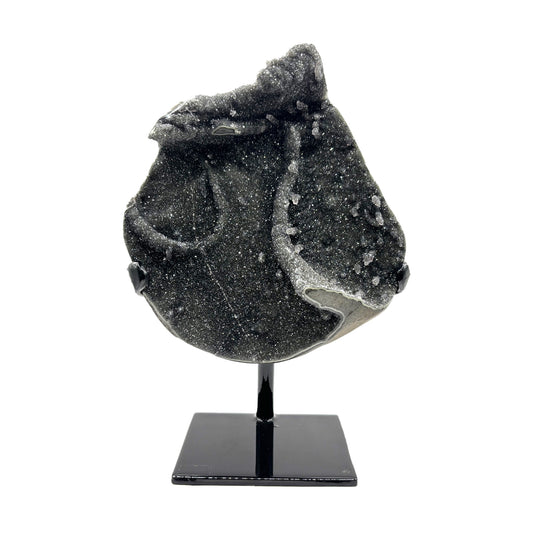 Galaxy Black Amethyst Crystal Geode on Stand - Gem Avenue