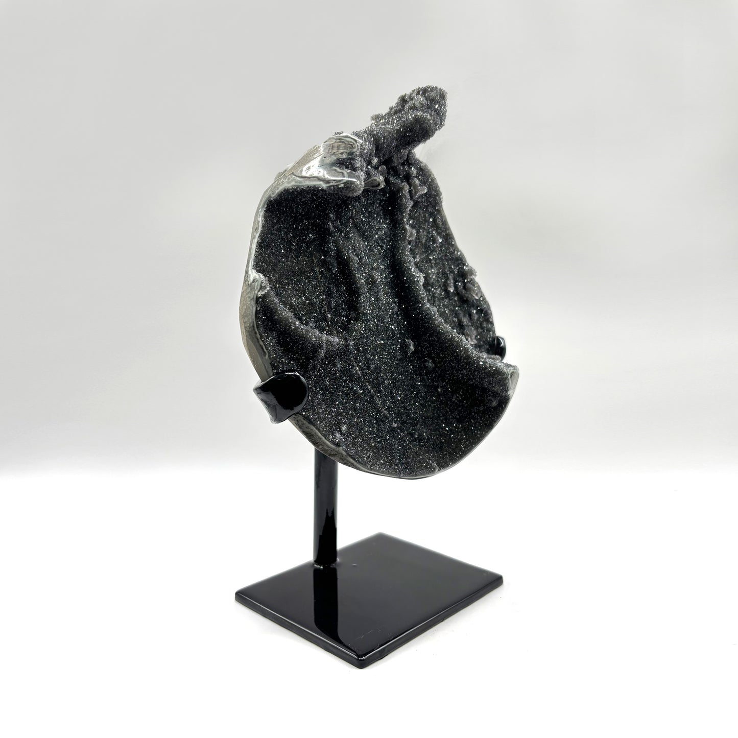 Galaxy Black Amethyst Crystal Geode on Stand - Gem Avenue