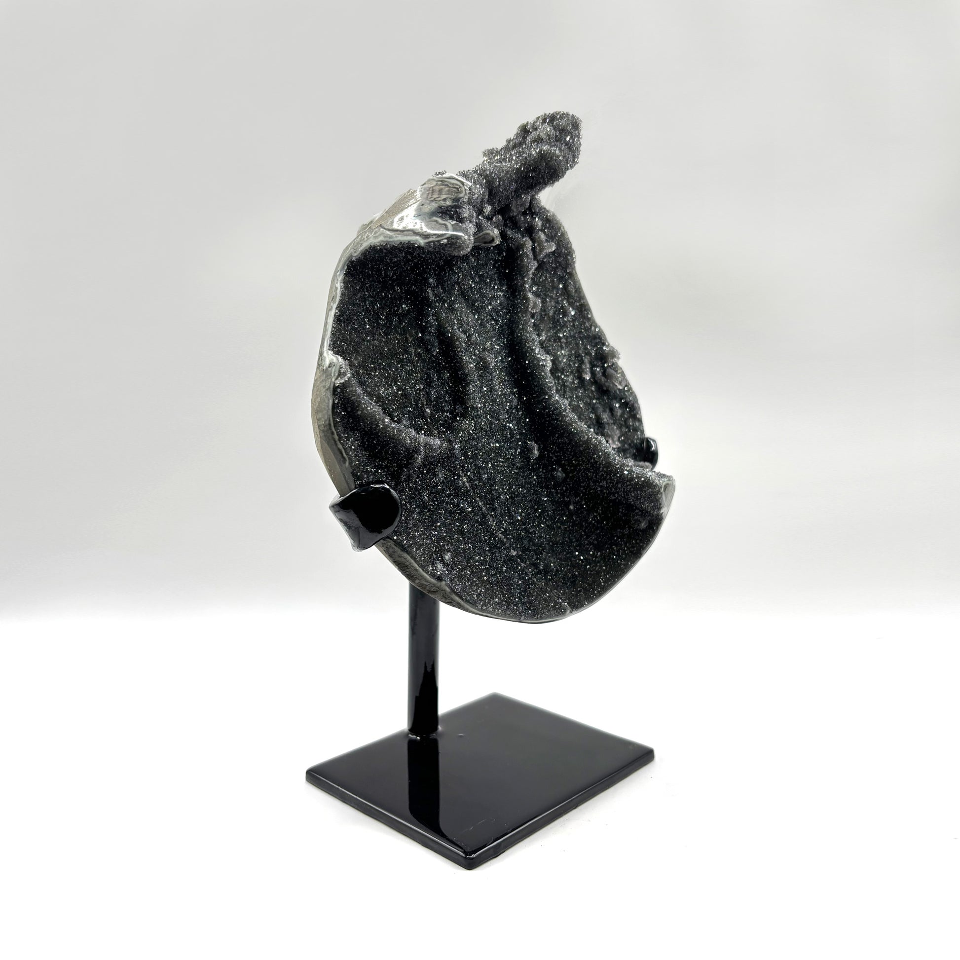 Galaxy Black Amethyst Crystal Geode on Stand - Gem Avenue