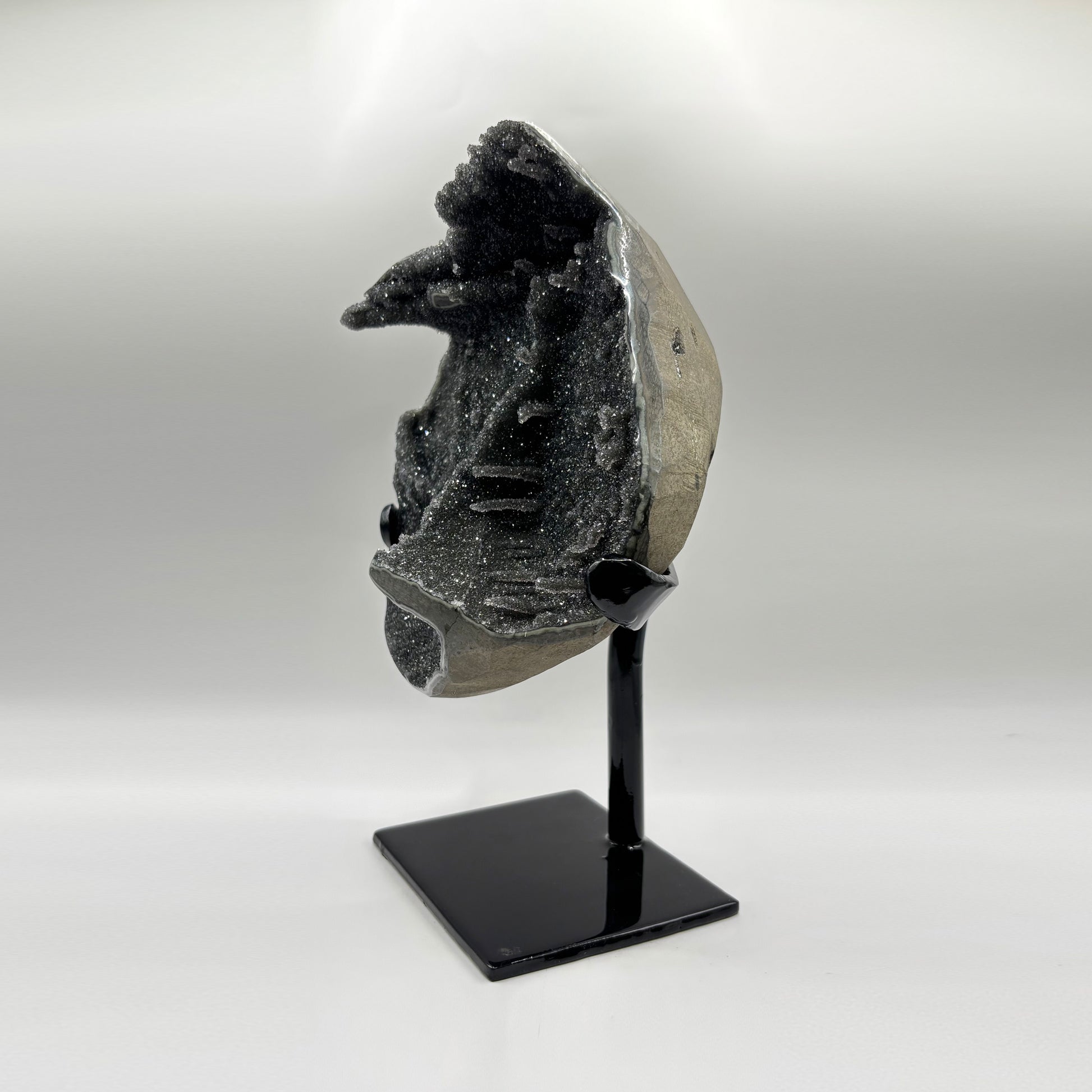 Galaxy Black Amethyst Crystal Geode on Stand - Gem Avenue