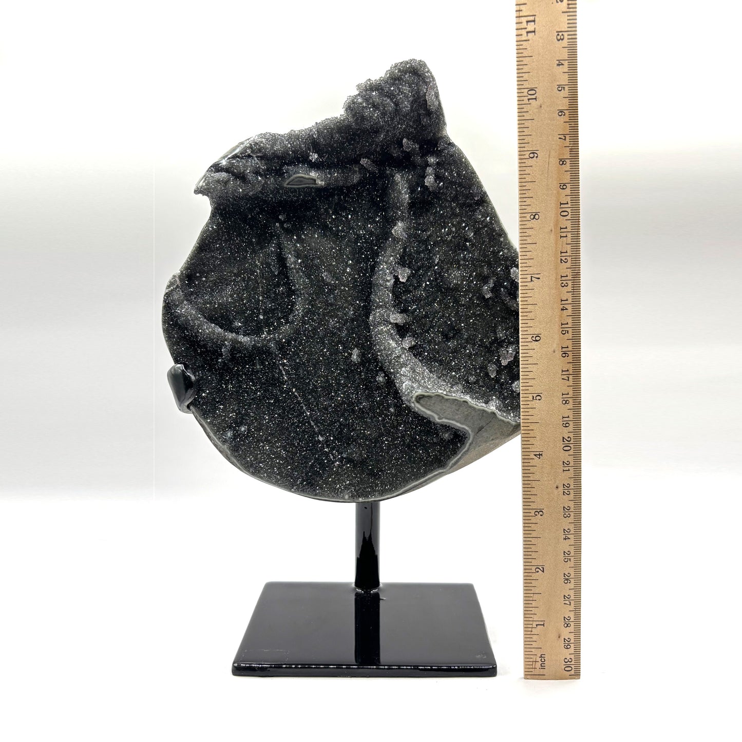 Galaxy Black Amethyst Crystal Geode on Stand - Gem Avenue