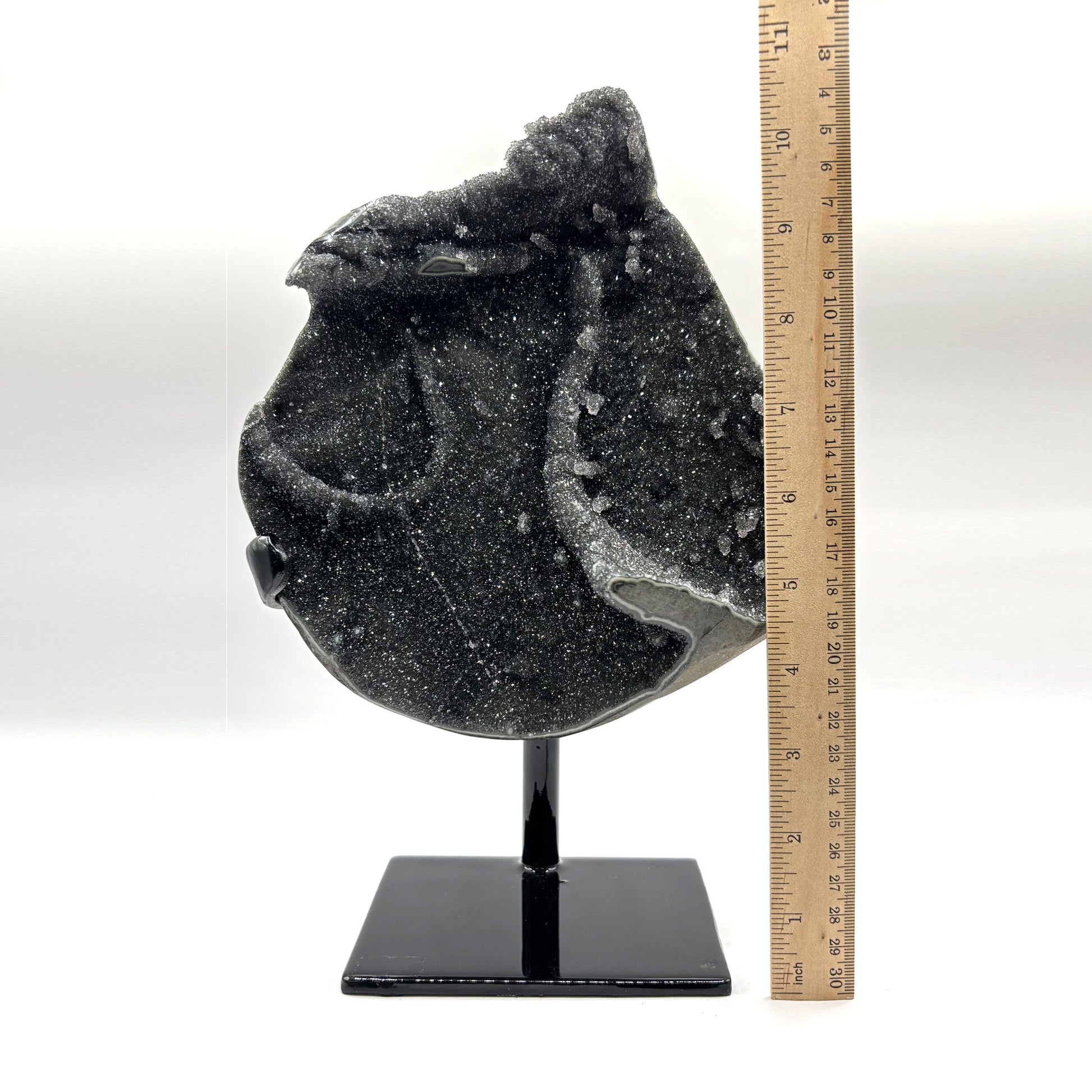 Galaxy Black Amethyst Crystal Geode on Stand - Gem Avenue