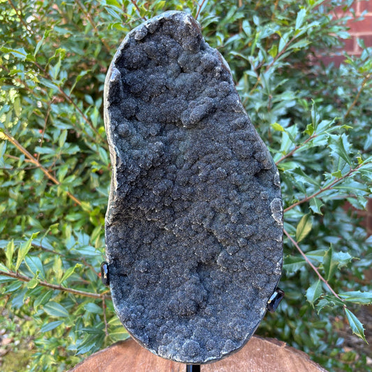 Natural Galaxy Black Amethyst Crystal Geode on Stand for Energy Healing, Meditation, Home Decor & Crystal Display - RGD835