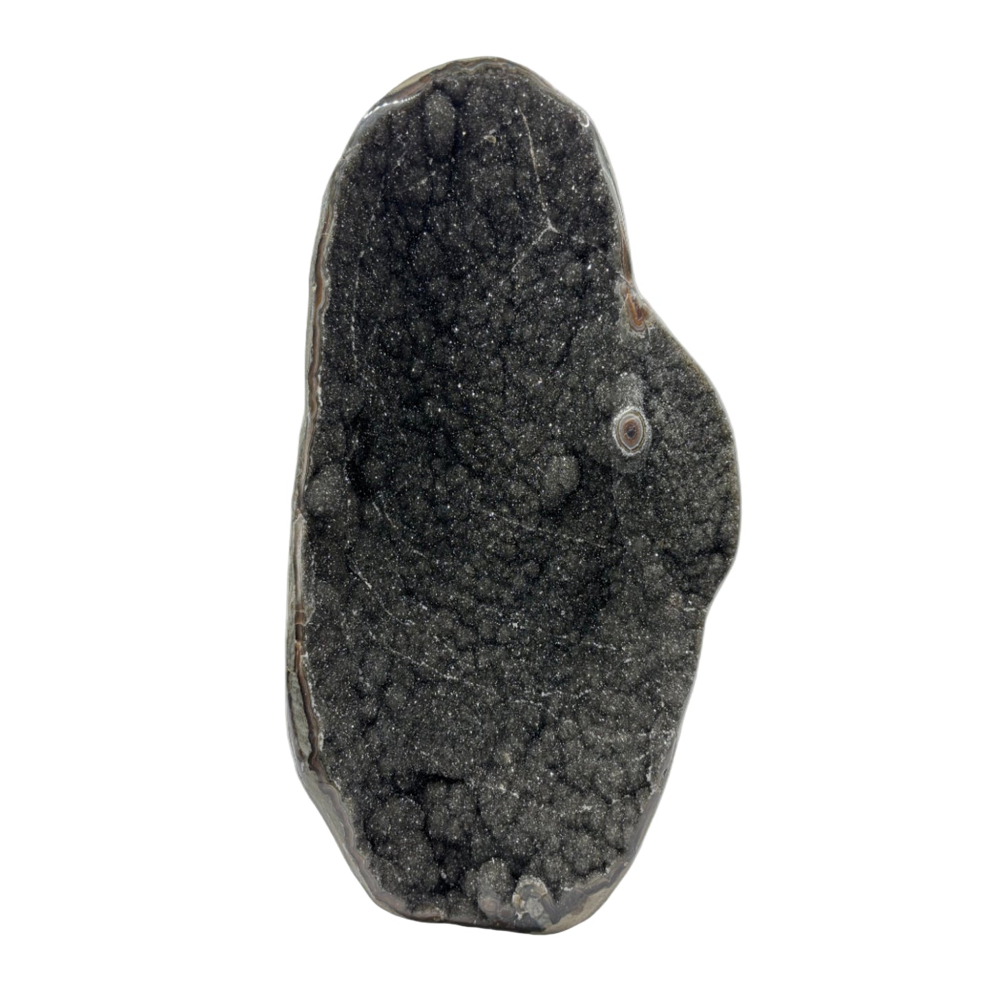 Natural Black Galaxy Amethyst Crystal Geode on Stand for Energy, Meditation, Healing & Home Decor - RGD836