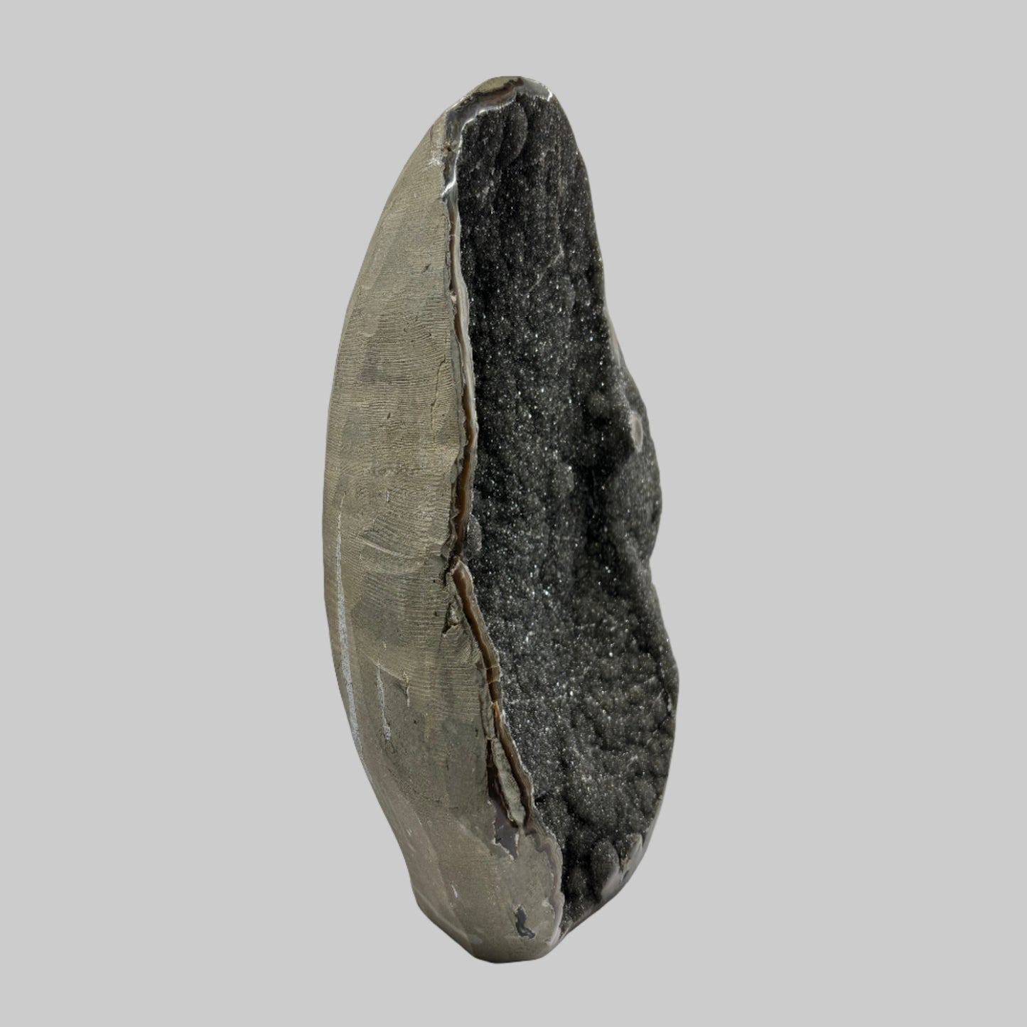 Natural Black Galaxy Amethyst Crystal Geode on Stand for Energy, Meditation, Healing & Home Decor - RGD836