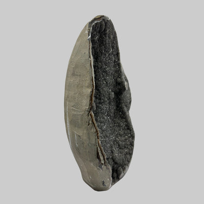 Natural Black Galaxy Amethyst Crystal Geode on Stand for Energy, Meditation, Healing & Home Decor - RGD836