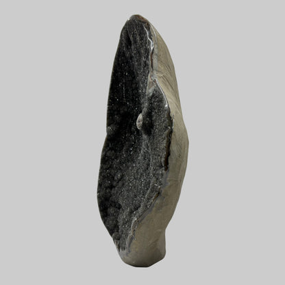 Natural Black Galaxy Amethyst Crystal Geode on Stand for Energy, Meditation, Healing & Home Decor - RGD836