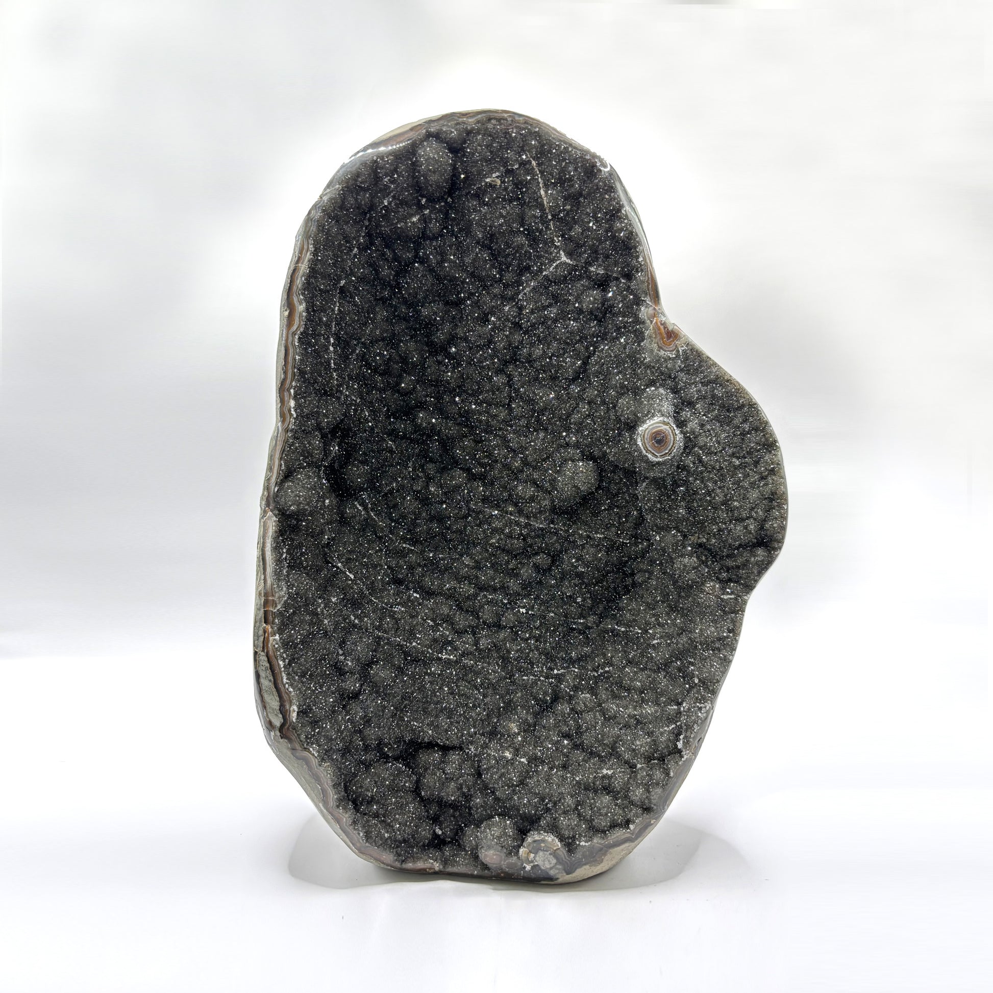 Galaxy Black Amethyst Crystal Geode on Stand - Gem Avenue Retail