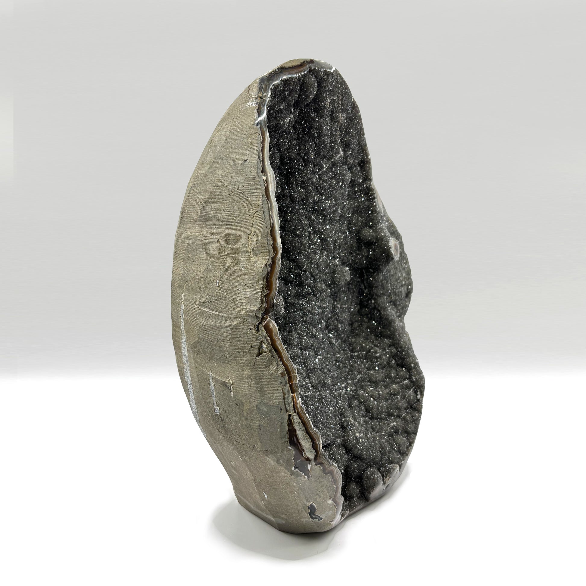 Galaxy Black Amethyst Crystal Geode on Stand - Gem Avenue Retail