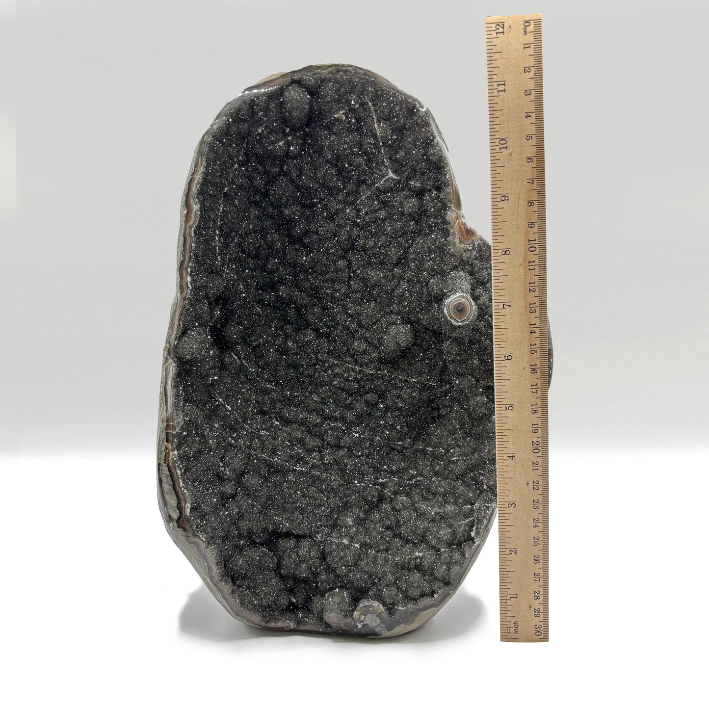 Galaxy Black Amethyst Crystal Geode on Stand - Gem Avenue Retail