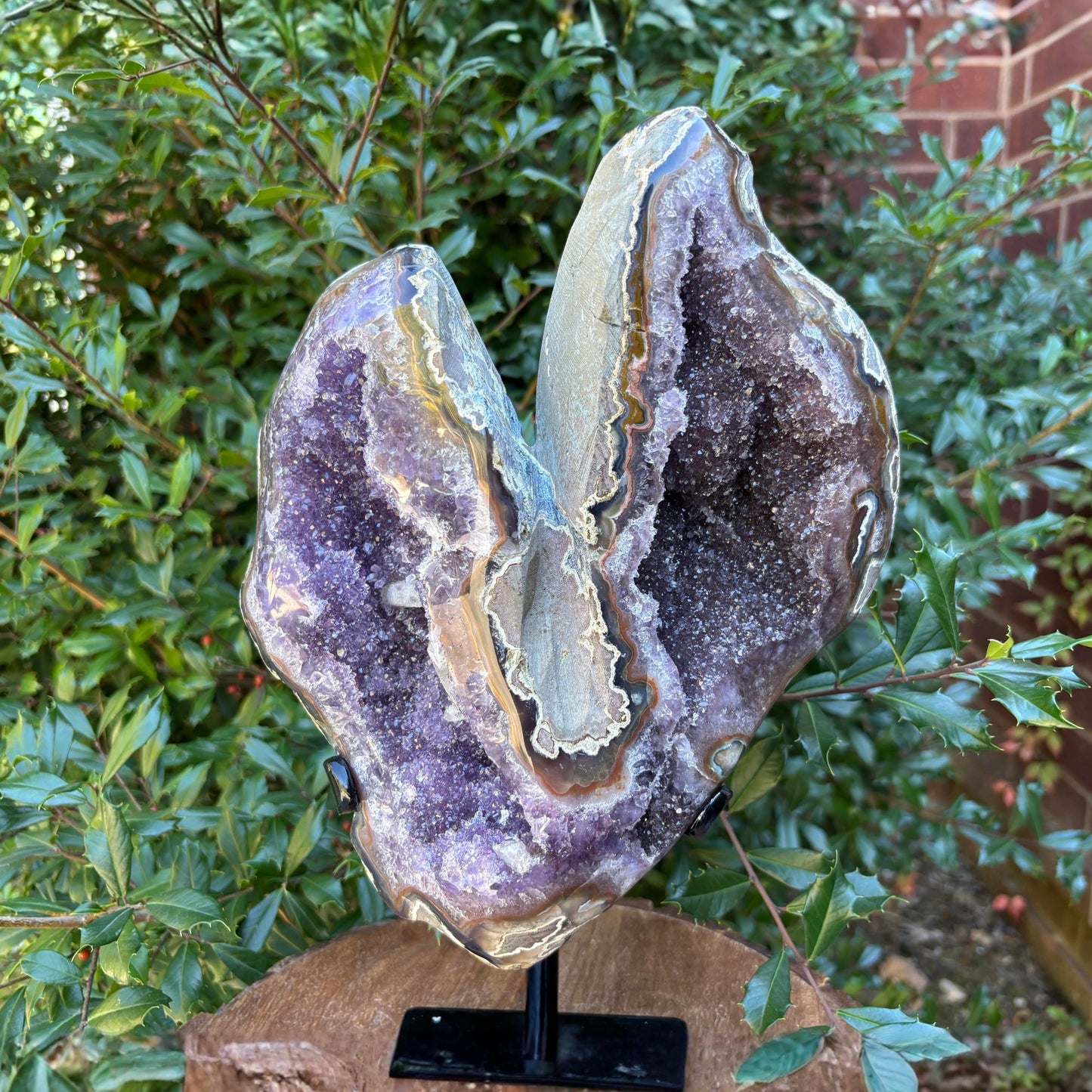 Purple Amethyst Crystal Geode on Stand - Gem Avenue Retail
