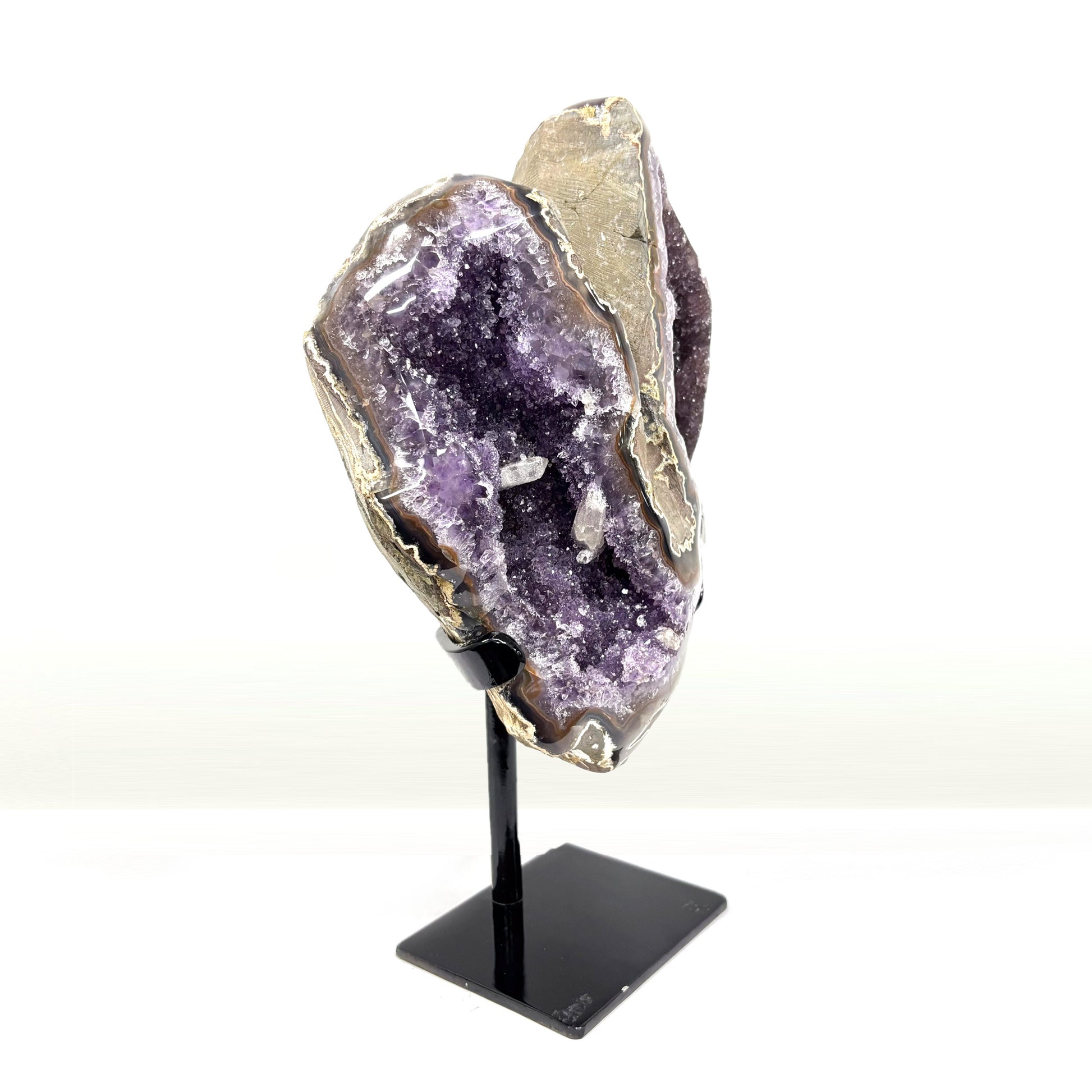 Purple Amethyst Crystal Geode on Stand - Gem Avenue Retail