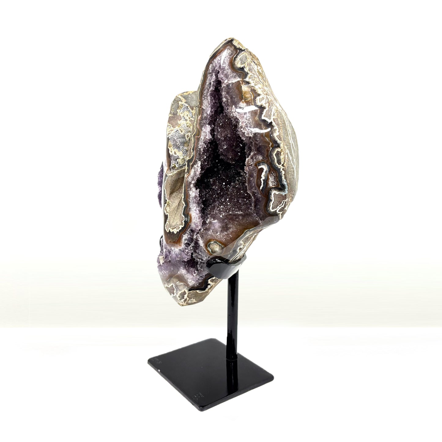 Purple Amethyst Crystal Geode on Stand - Gem Avenue Retail