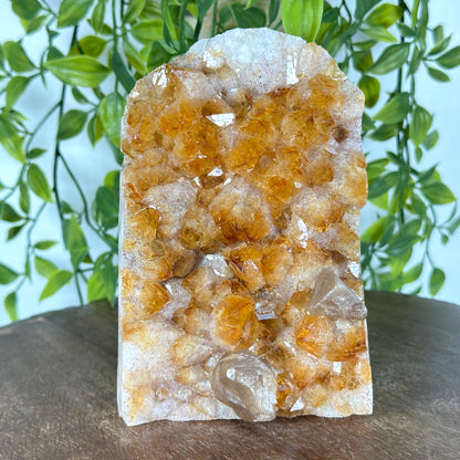 Natural Yellow Citrine Heated Calcite Crystal Geode Raw Gemstone for Decor & Collection - RGD846