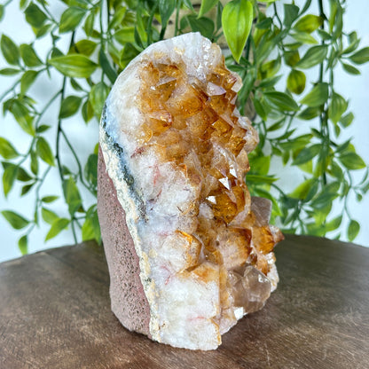 Natural Yellow Citrine Heated Calcite Crystal Geode Raw Gemstone for Decor & Collection - RGD846