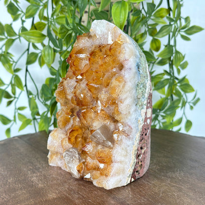 Natural Yellow Citrine Heated Calcite Crystal Geode Raw Gemstone for Decor & Collection - RGD846