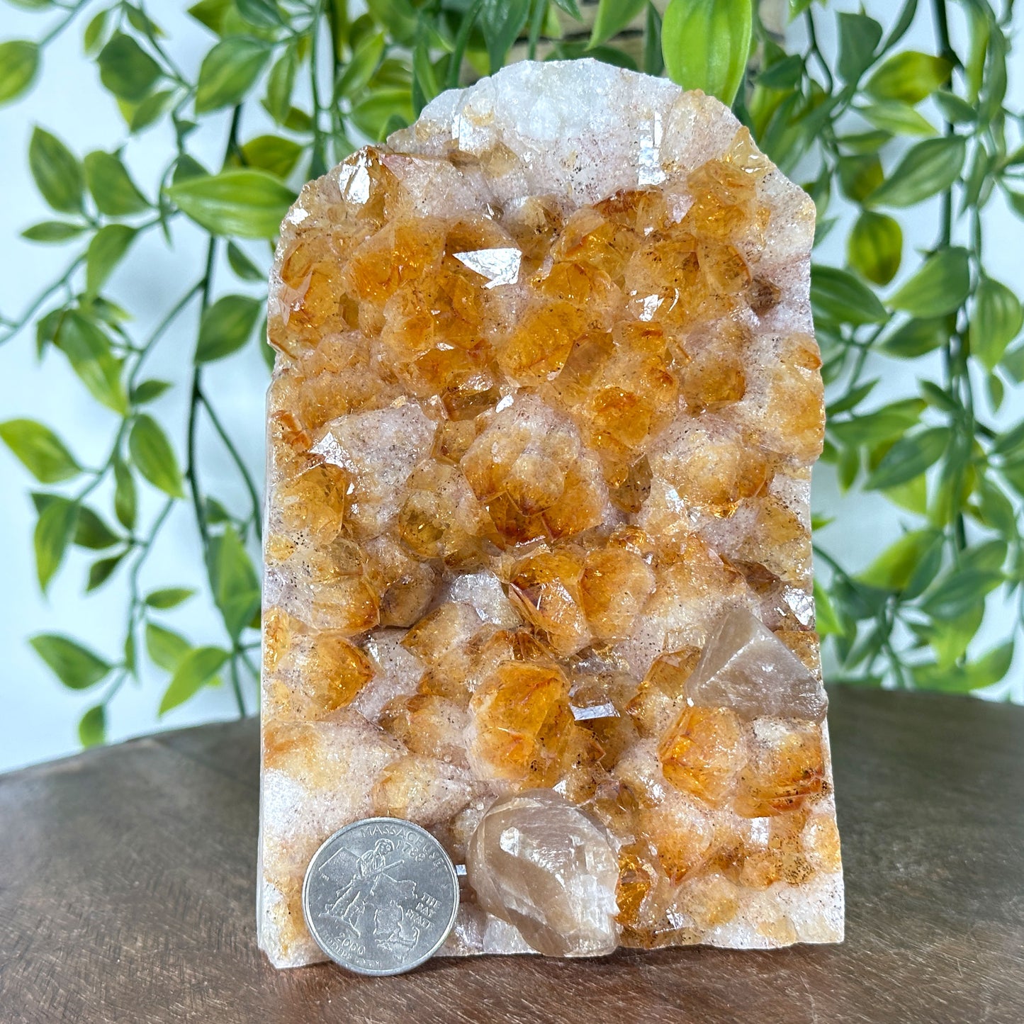 Natural Yellow Citrine Heated Calcite Crystal Geode Raw Gemstone for Decor & Collection - RGD846