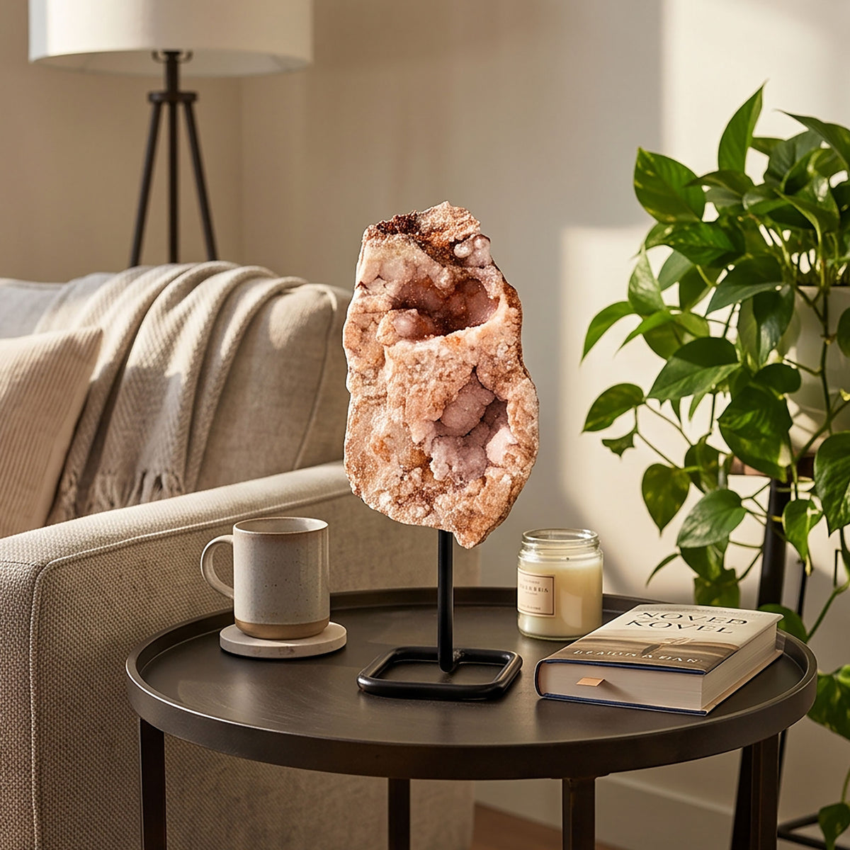 Pink Amethyst Geode Cluster Natural Brazilian Raw Crystal Specimen for Home Decor & Collectors
