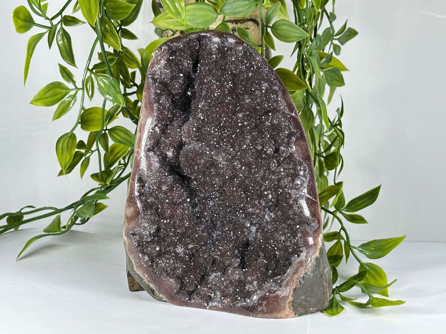 Natural Amethyst Druzy Geode Crystal Polished Edge Healing Stone from Brazil - RGD865