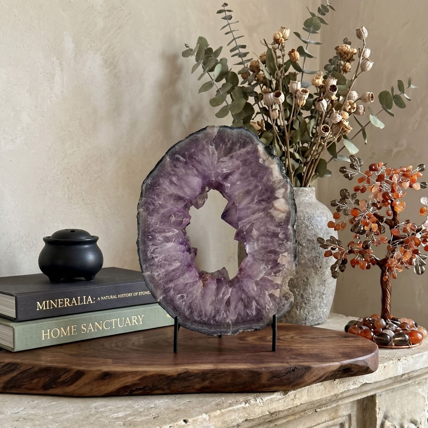 Amethyst Geode Slice 7" Natural Crystal Display Piece