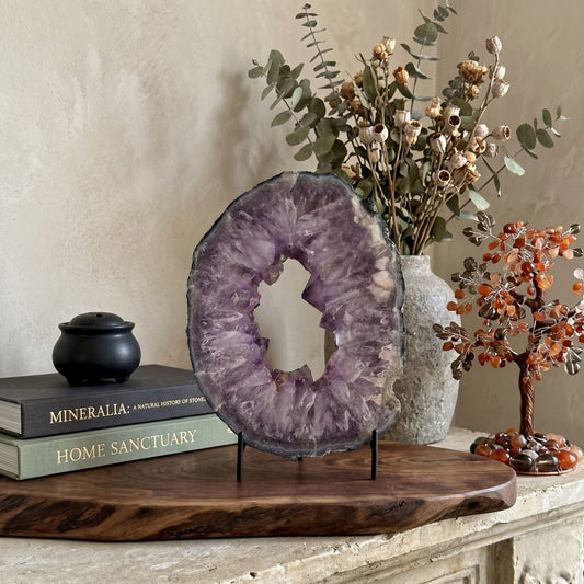 Amethyst Geode Slice 7" Natural Crystal Display Piece