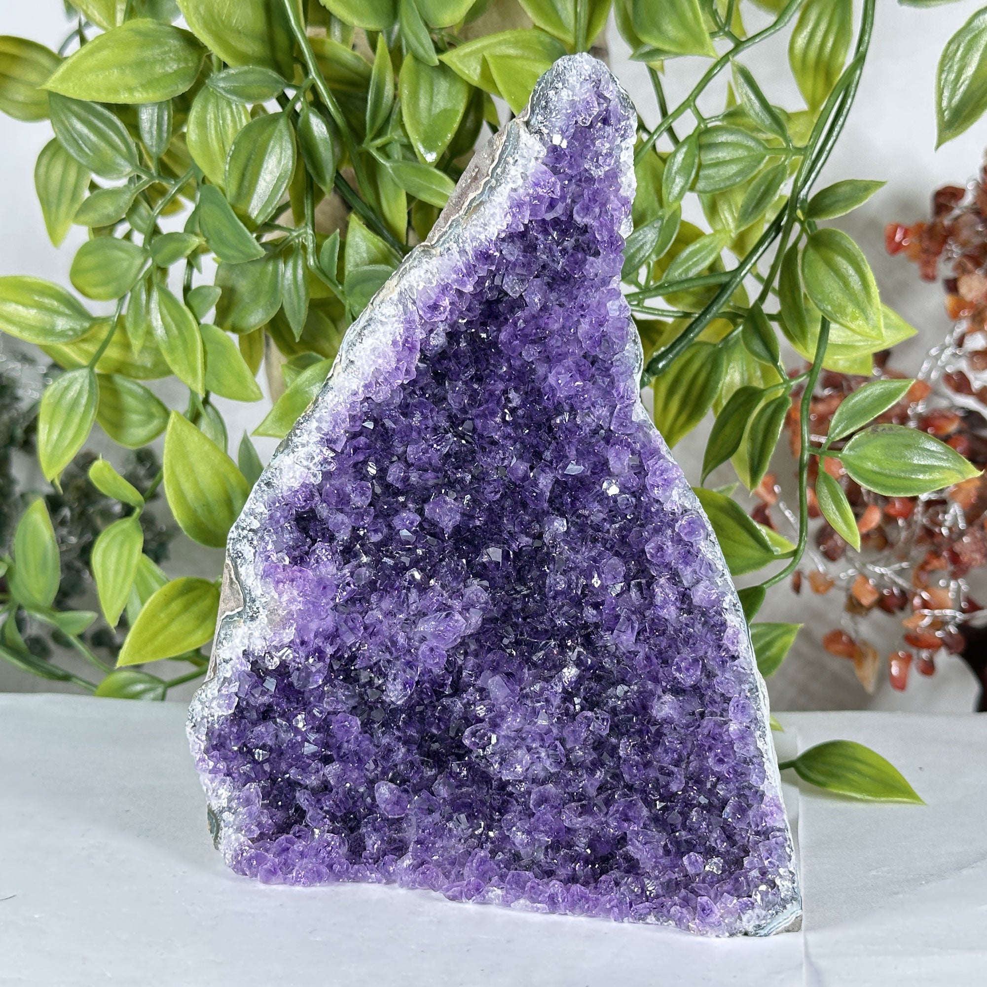 置物　石 Natural Amethyst Geode Cluster Purple Crystal Specimen RGD884