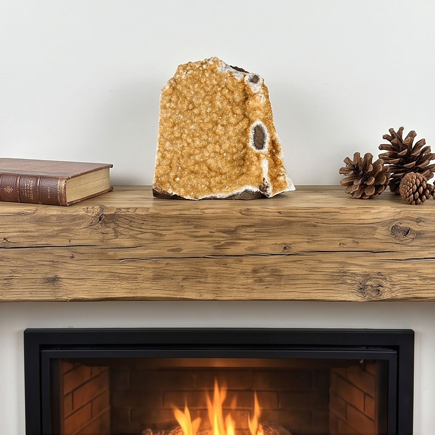 Natural Citrine Druzy Geode Cluster Unique Crystal Display Piece