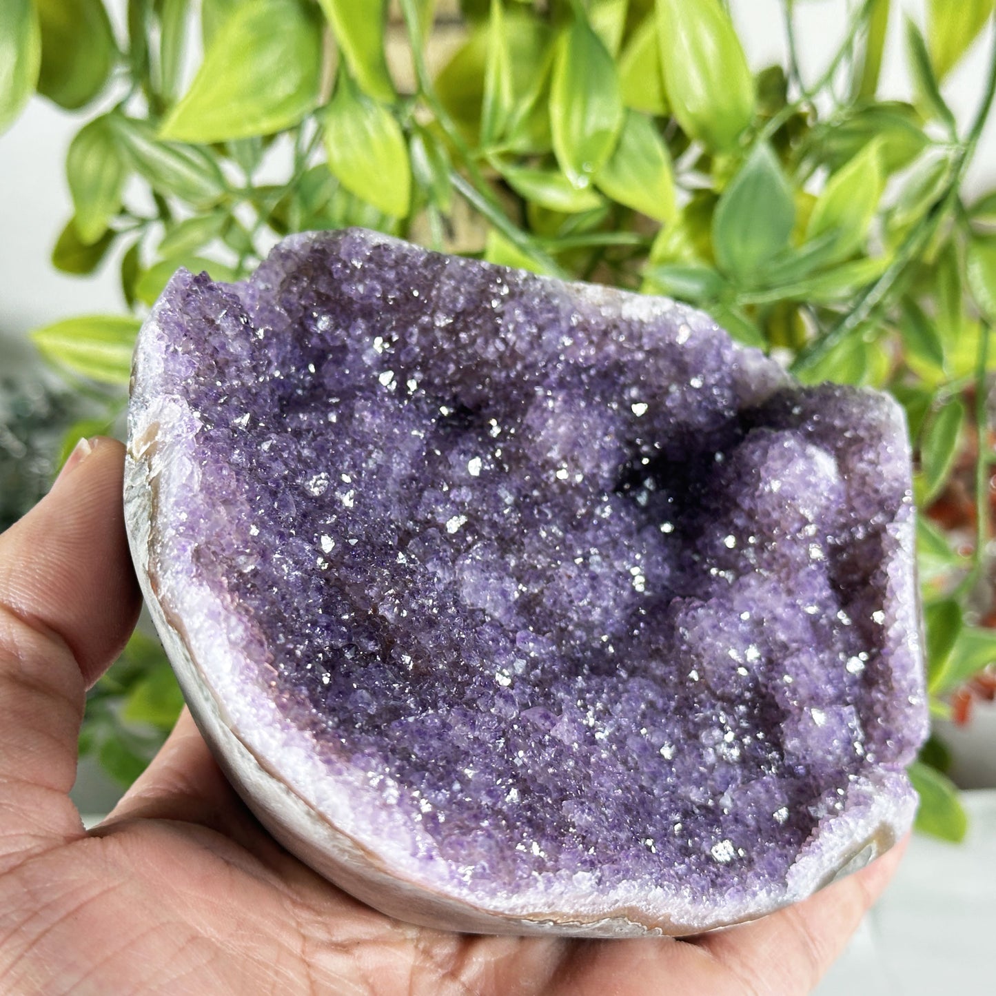 Deep Purple Amethyst Crystal Geode - Gem Avenue Retail