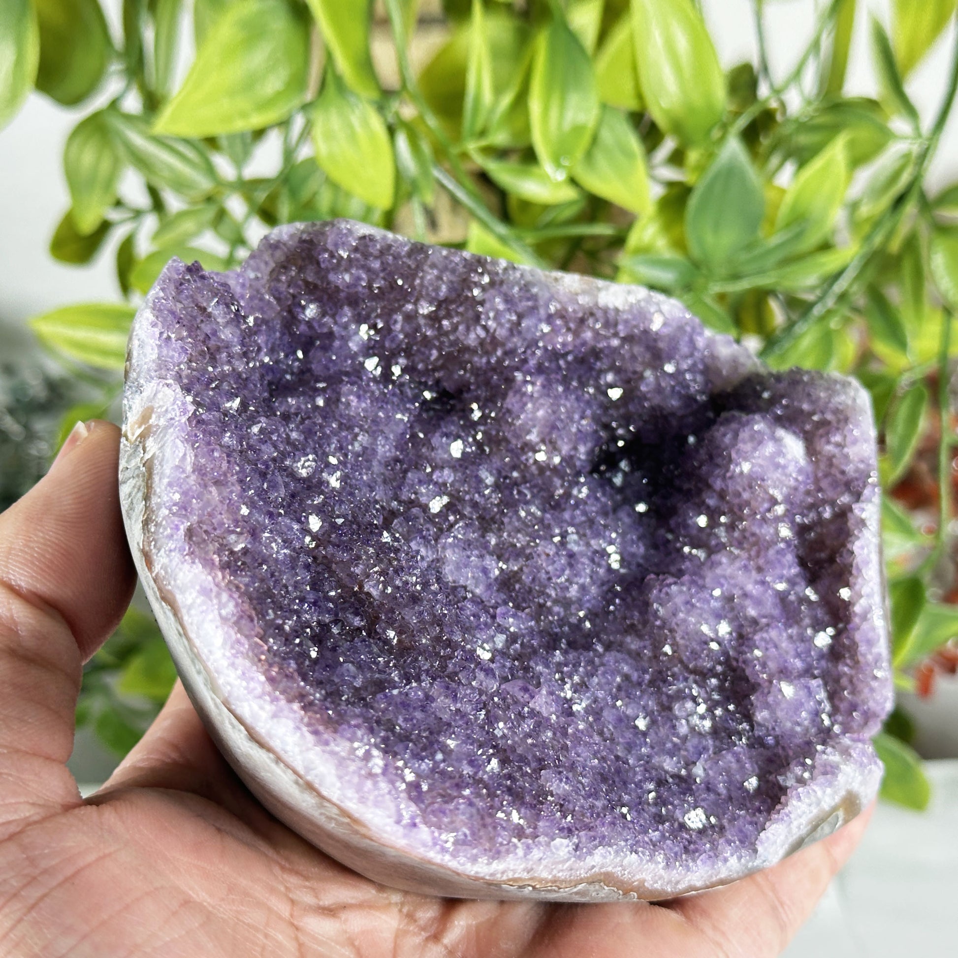 Deep Purple Amethyst Crystal Geode - Gem Avenue Retail
