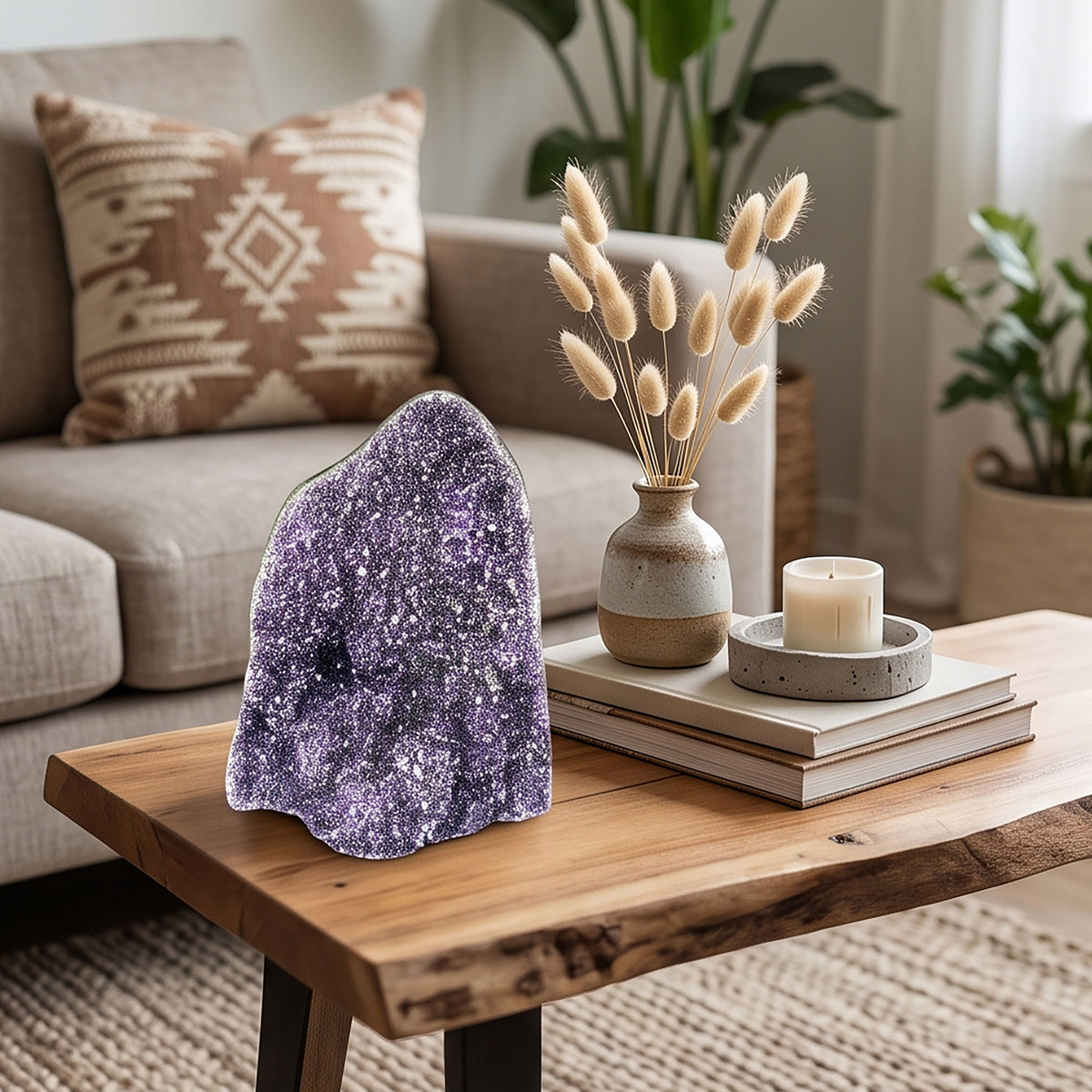 Amethyst Druzy Geode 6" Natural Brazilian Purple Standing Crystal Display Specimen